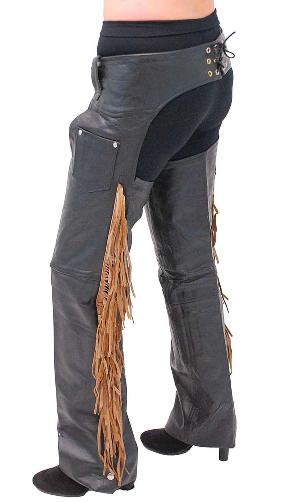 Brown Fringe Premium Leather Chaps - Special #C116FKN () - Image 4