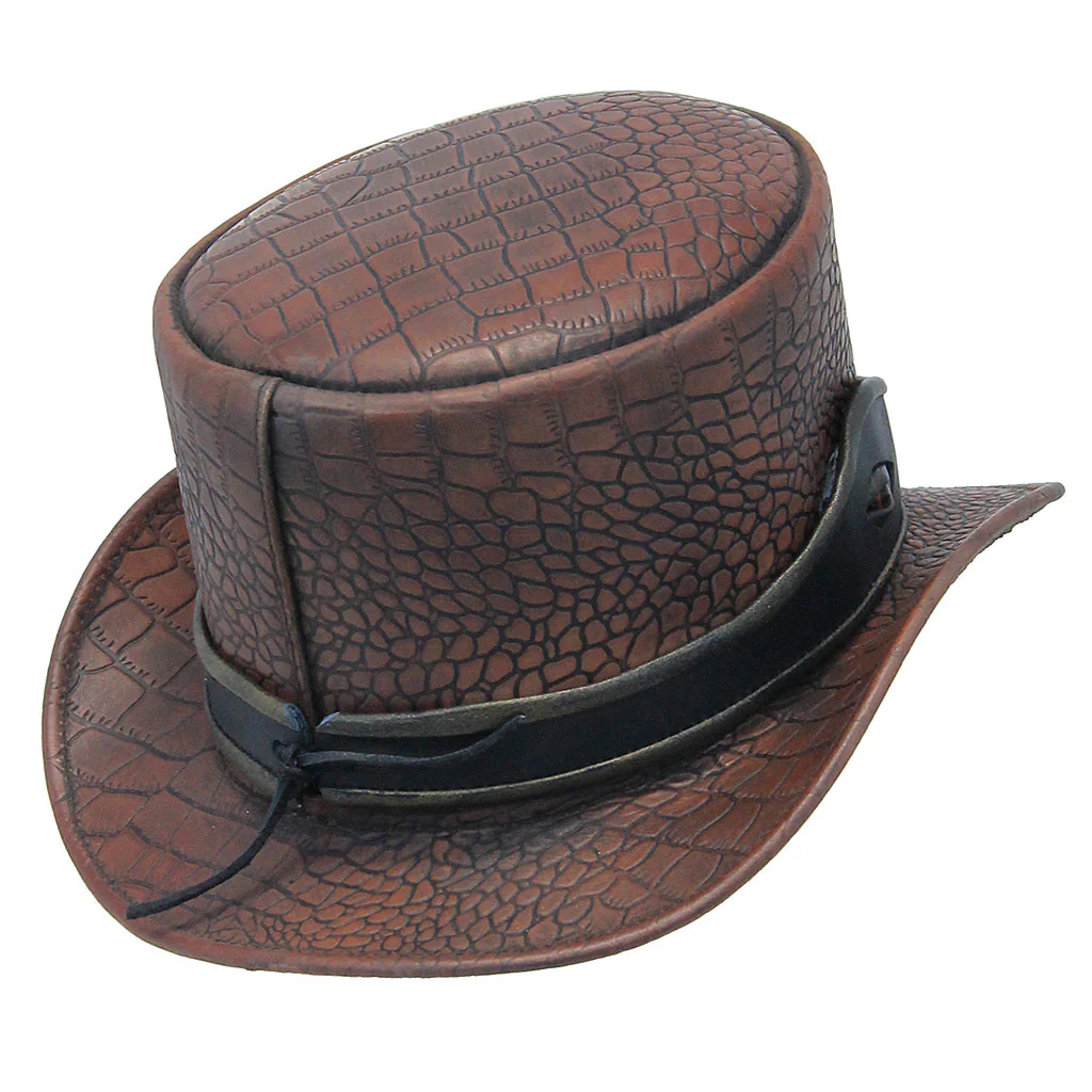 Brown Leather Alligator Eye Tophat #H2206EYEN () - Image 2