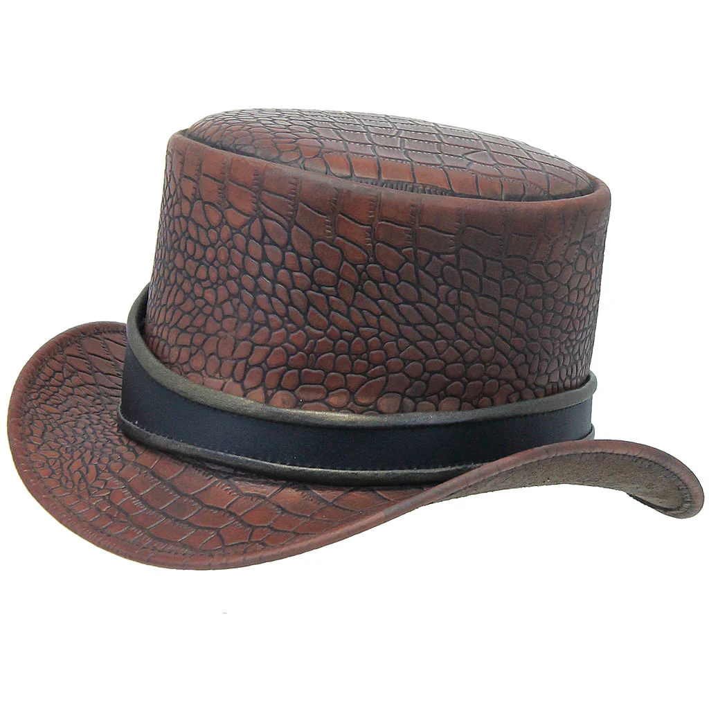 Brown Leather Alligator Eye Tophat #H2206EYEN () - Image 3