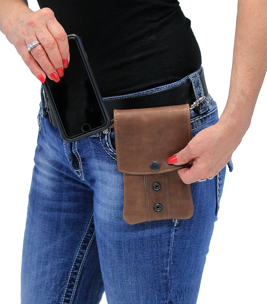 Brown Leather Cell Phone Case - Adjustable Clip-On #PKK18091N - Image 2
