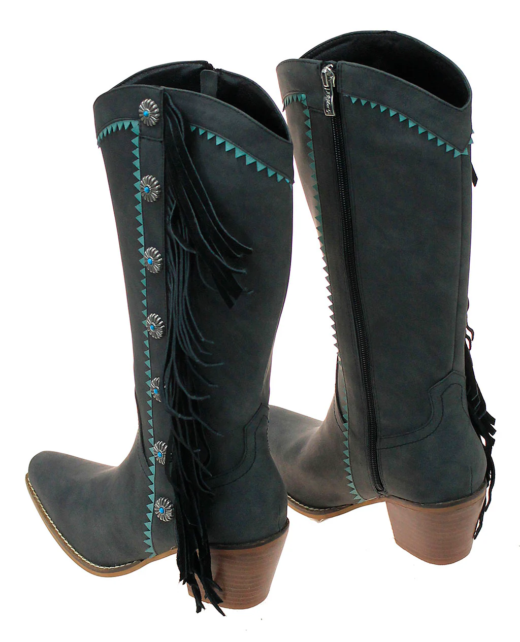Charcoal Black Fringe and Concho Western Boots #BLC10FK14-GIZ - Image 2
