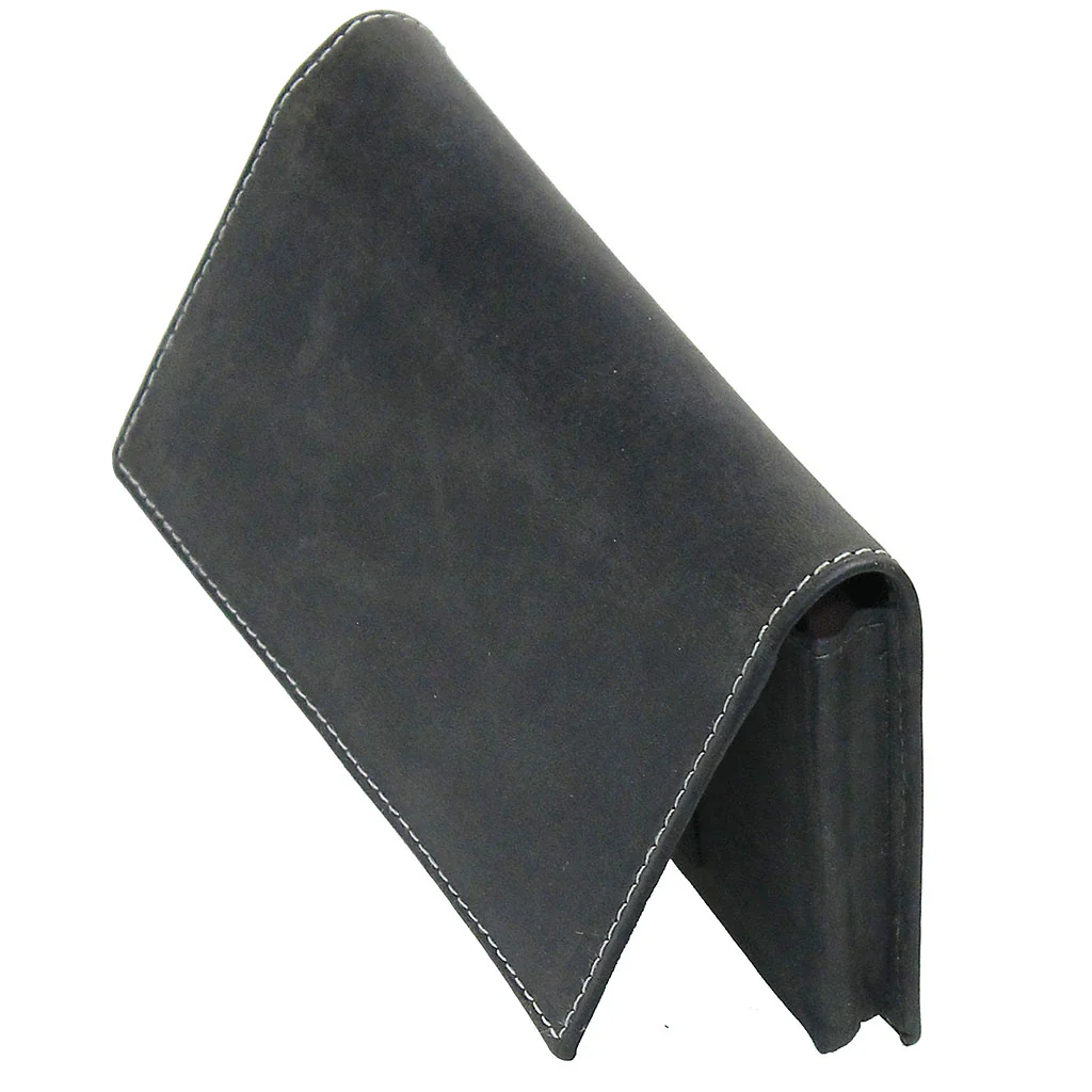 Charcoal Vintage Long Leather RFID Wallet Checkbook #W513520KID - Image 3
