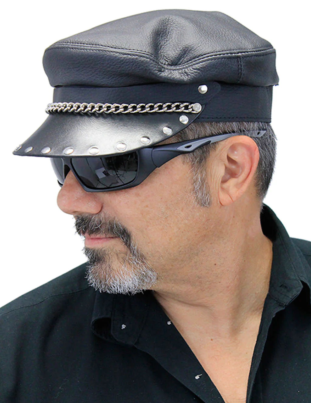 ~(d) Classic Chain Biker Cap Made In USA #H58RCK