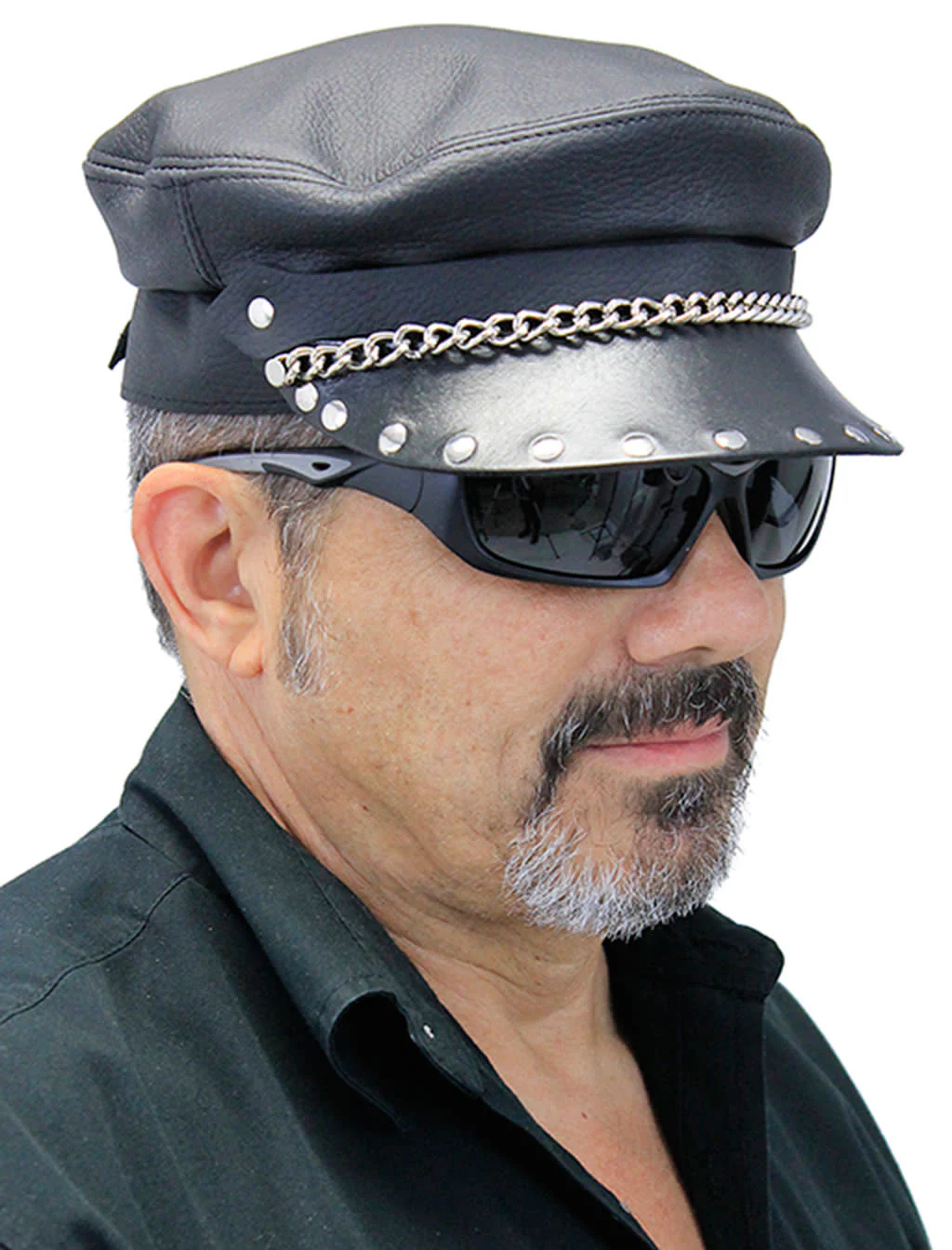 ~(d) Classic Chain Biker Cap Made In USA #H58RCK - Image 3