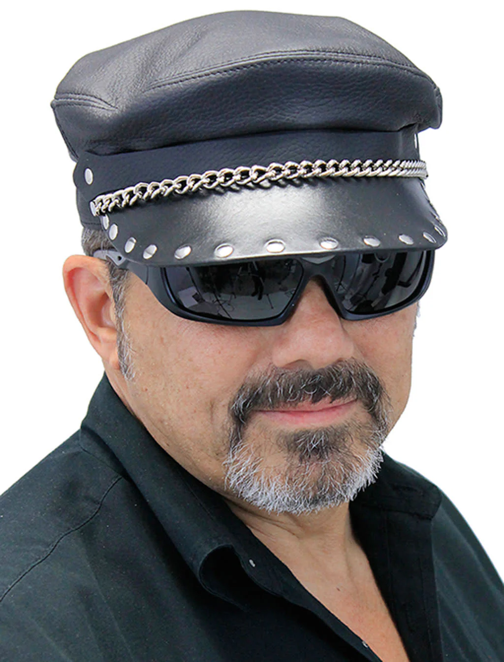 ~(d) Classic Chain Biker Cap Made In USA #H58RCK - Image 4