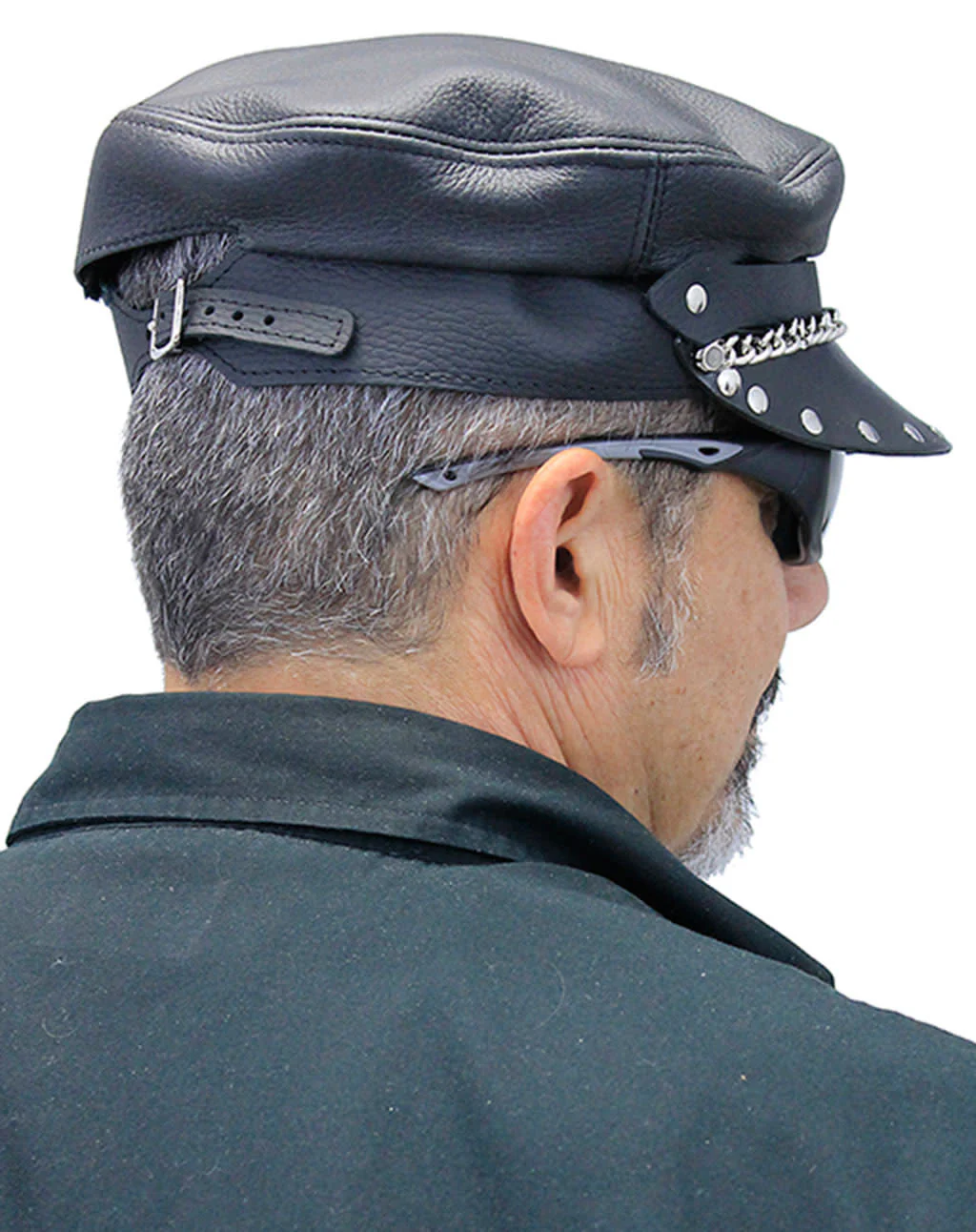 ~(d) Classic Chain Biker Cap Made In USA #H58RCK - Image 5