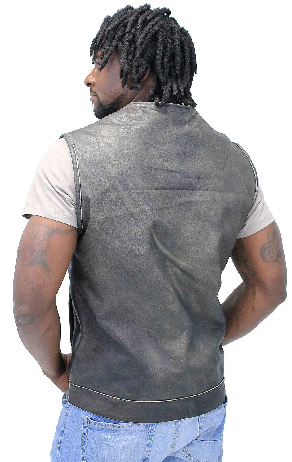 Collarless Vintage Club Vest w/Concealed Pockets #VMA74101GN (M-2X) - Image 2