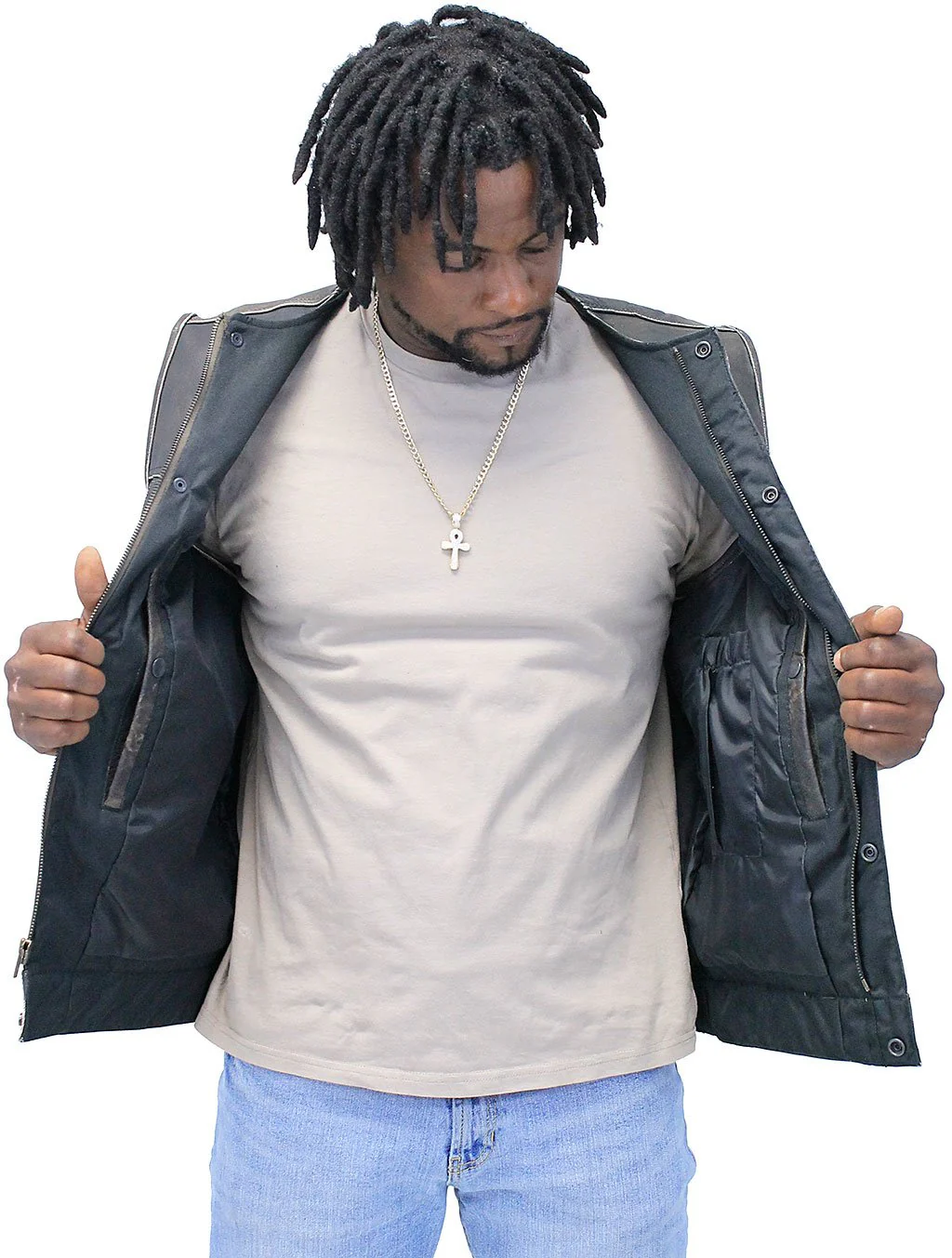 Collarless Vintage Club Vest w/Concealed Pockets #VMA74101GN (M-2X) - Image 3