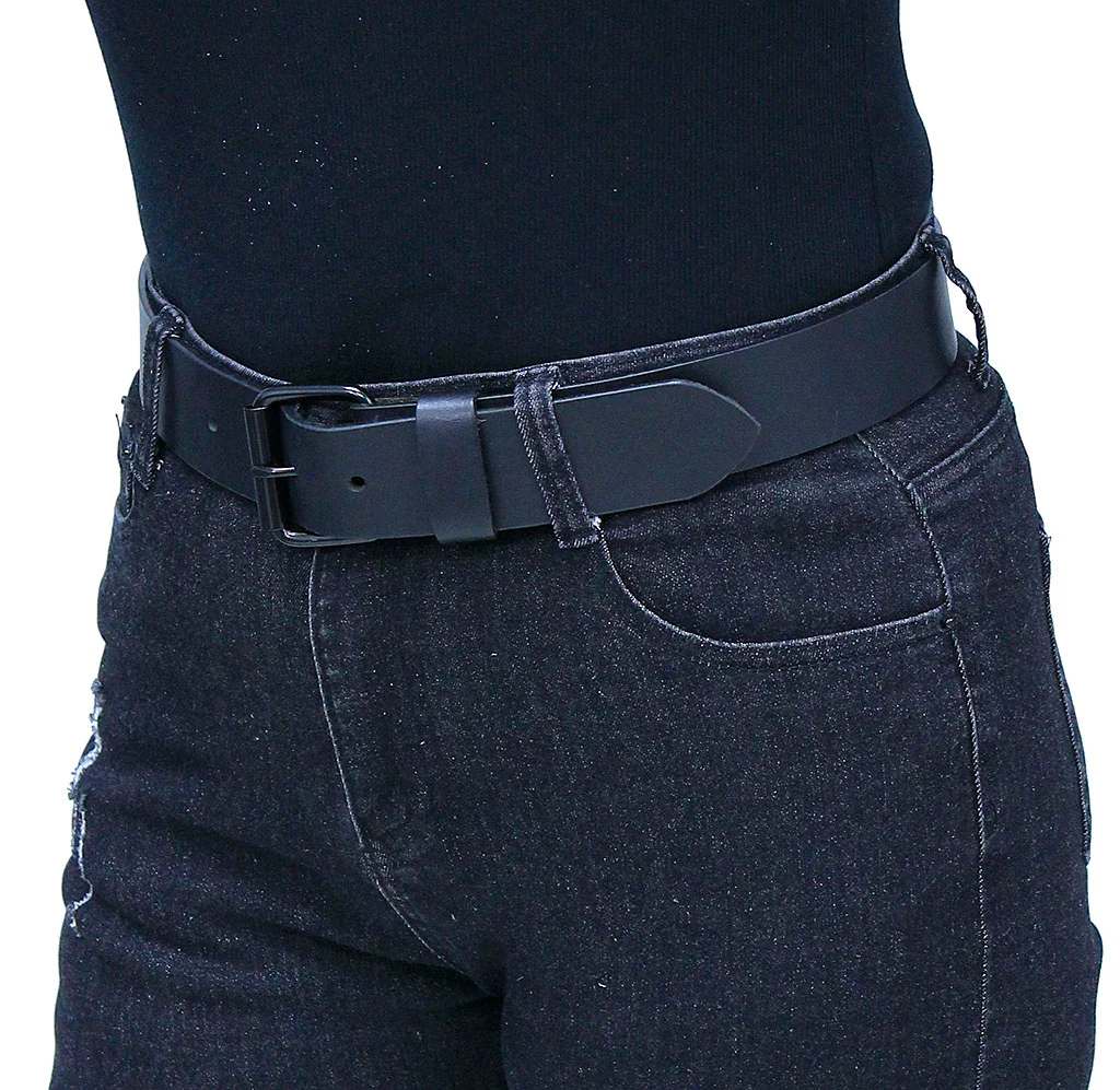 Comfortable Black Leather Belt With Removable Buckle #BT1800KK - Image 2