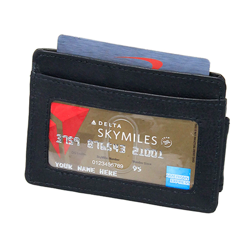 Compact Magnetic Black Leather Money Clip #W910MCK - Image 4