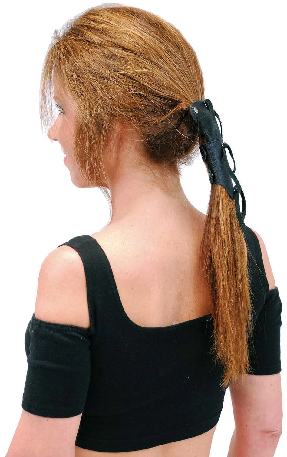 5.5 Inch Black Leather Hair Tube #AHW0091K - Image 4