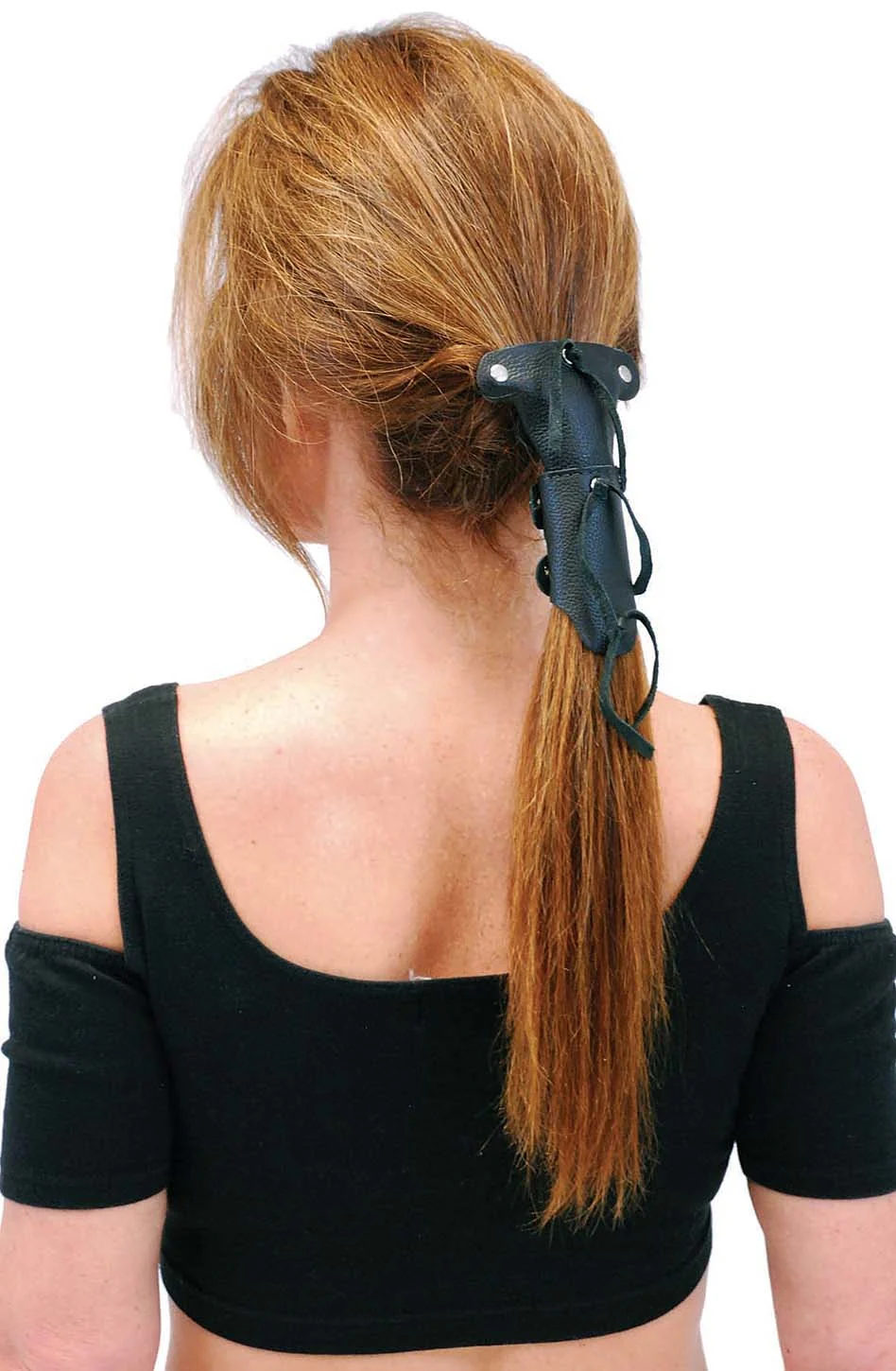 5.5 Inch Black Leather Hair Tube #AHW0091K - Image 5