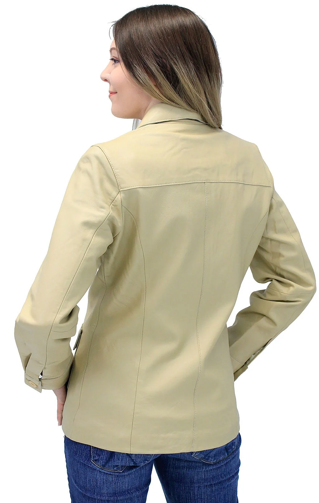 Cream White Lightweight Button-Up Lambskin 4 Pocket Jacket #L718022T (S-L) - Image 2