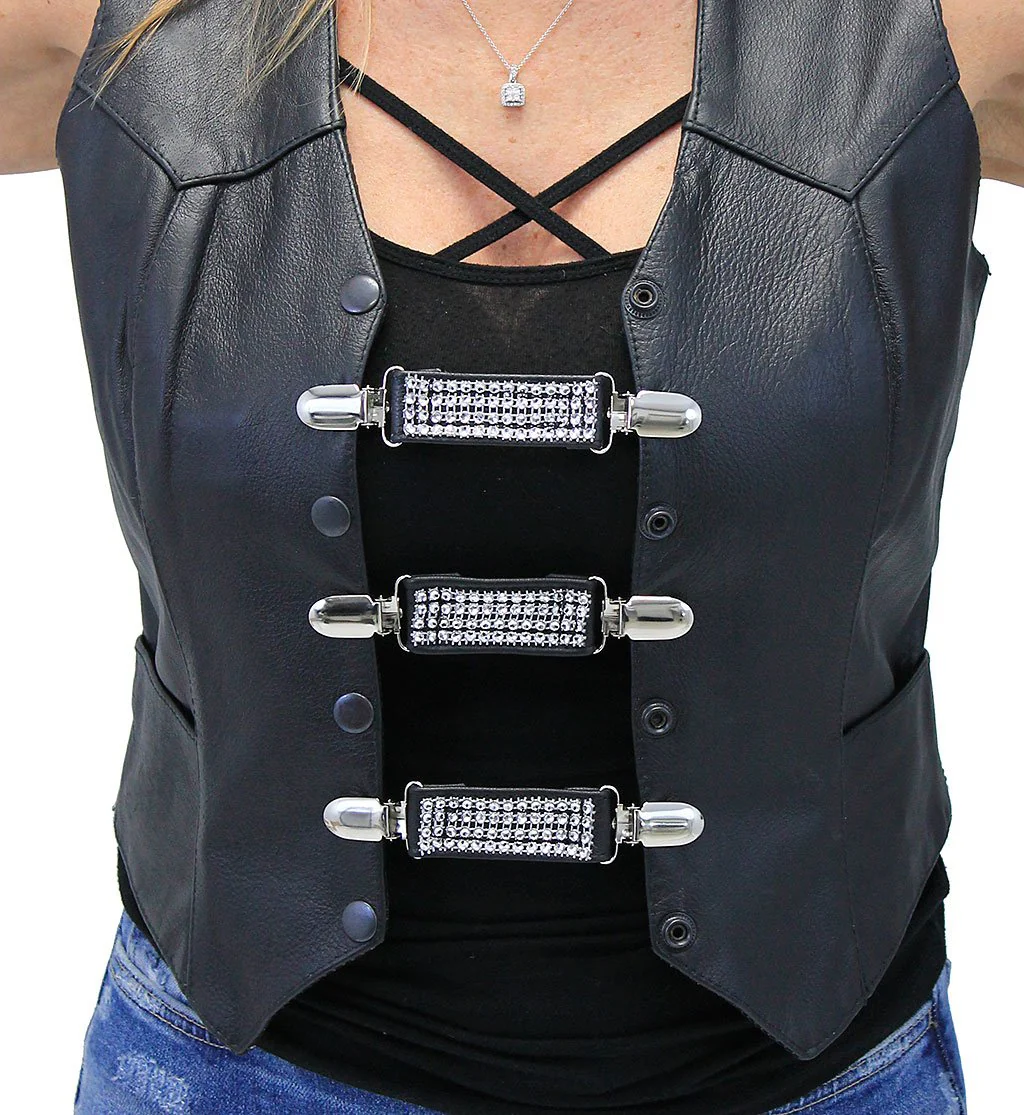 Crystal and Leather Vest Extender with Clips Set of 3 #VC2011CCRY - Image 3