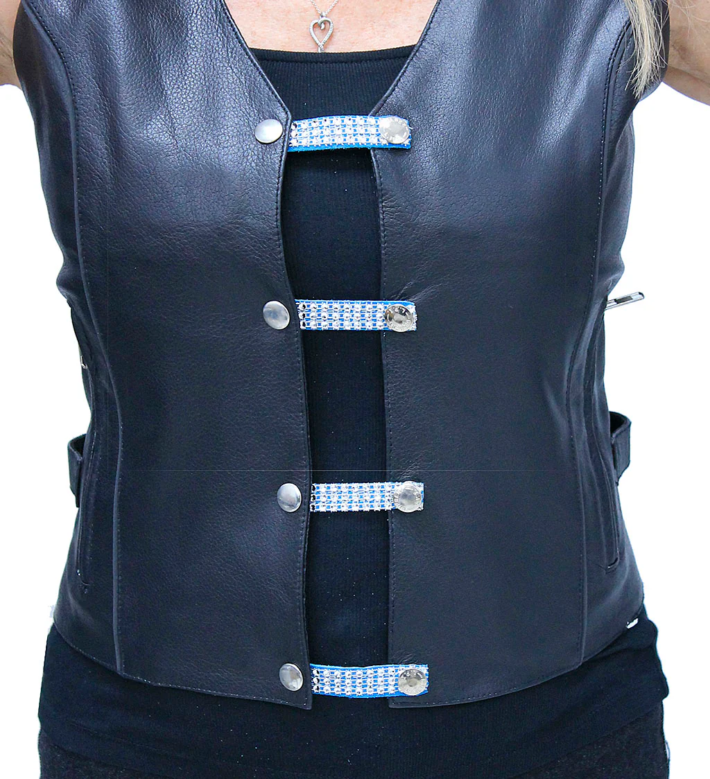 2.5" Crystals on Turquoise Leather Vest Extenders (Set of 4) #VC24079SCT - Image 3
