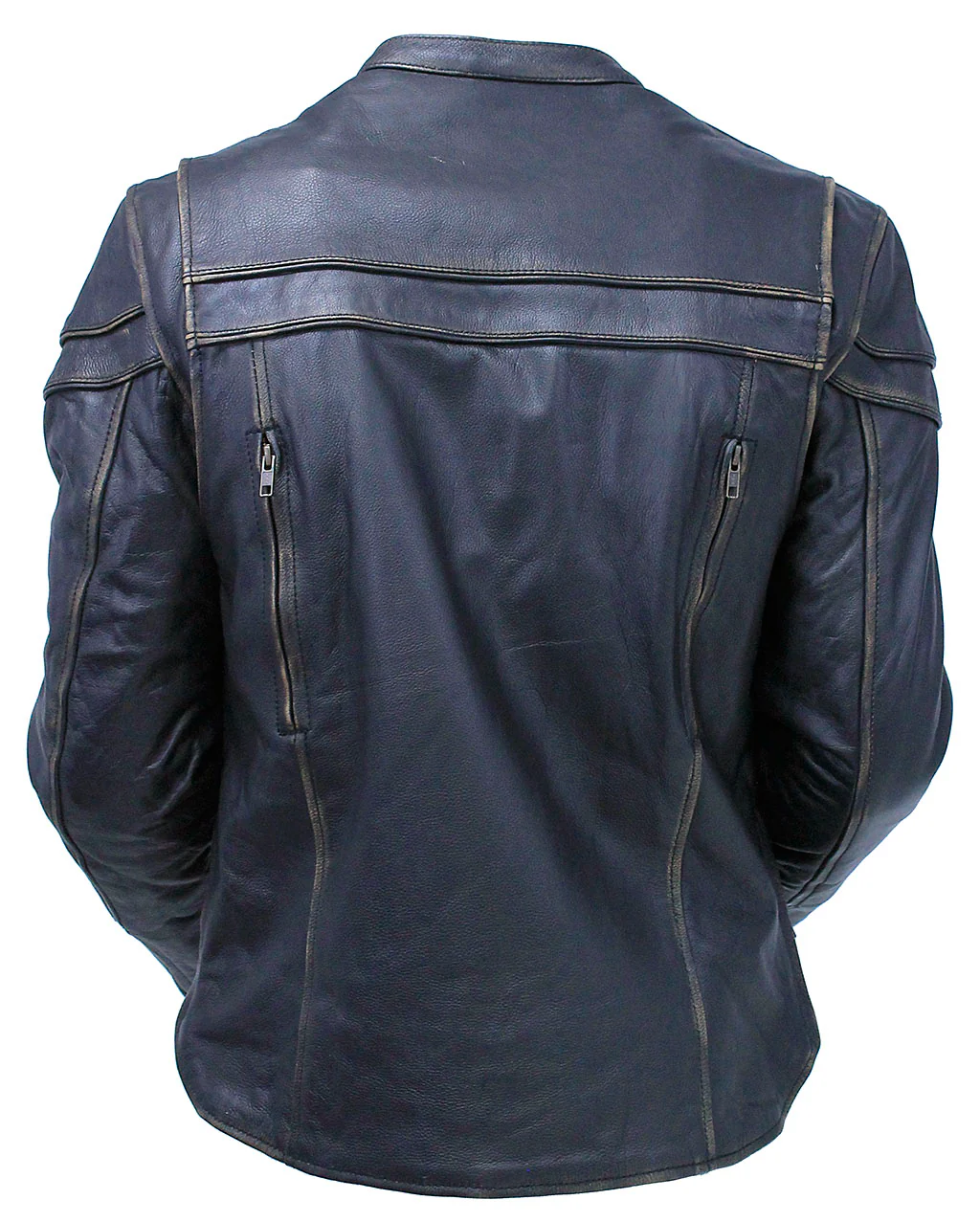Vintage Leather Vented Motorcycle Jacket w/Concealed Pockets #MA6037VZN - Image 2