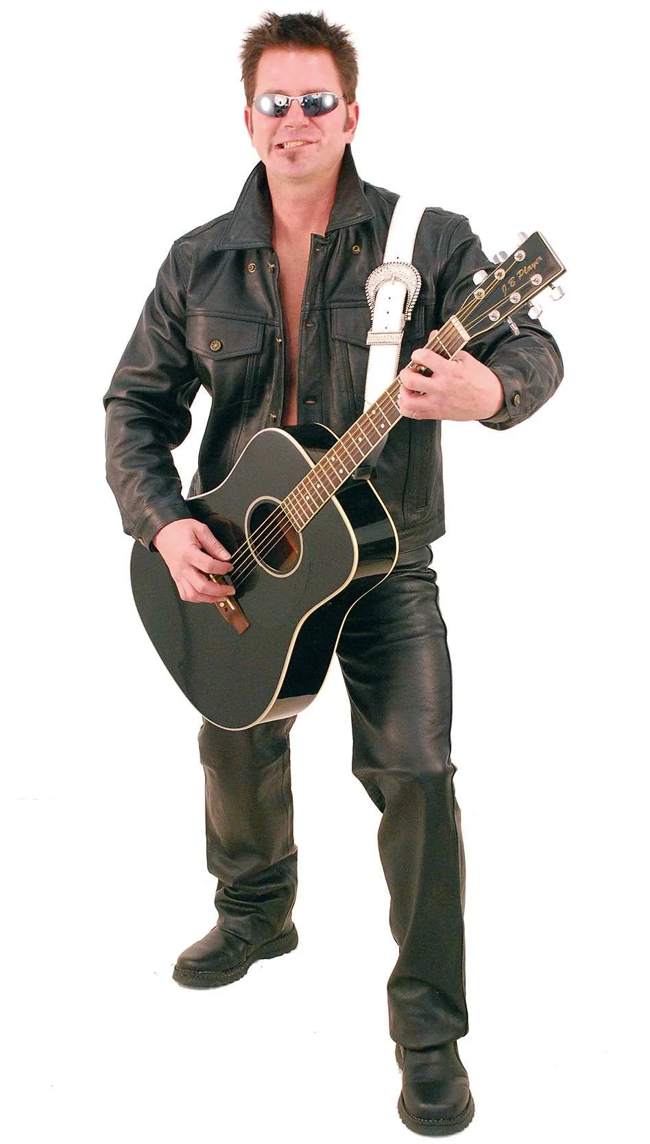 Denim Style Black Leather Jacket #M1411 - Image 2