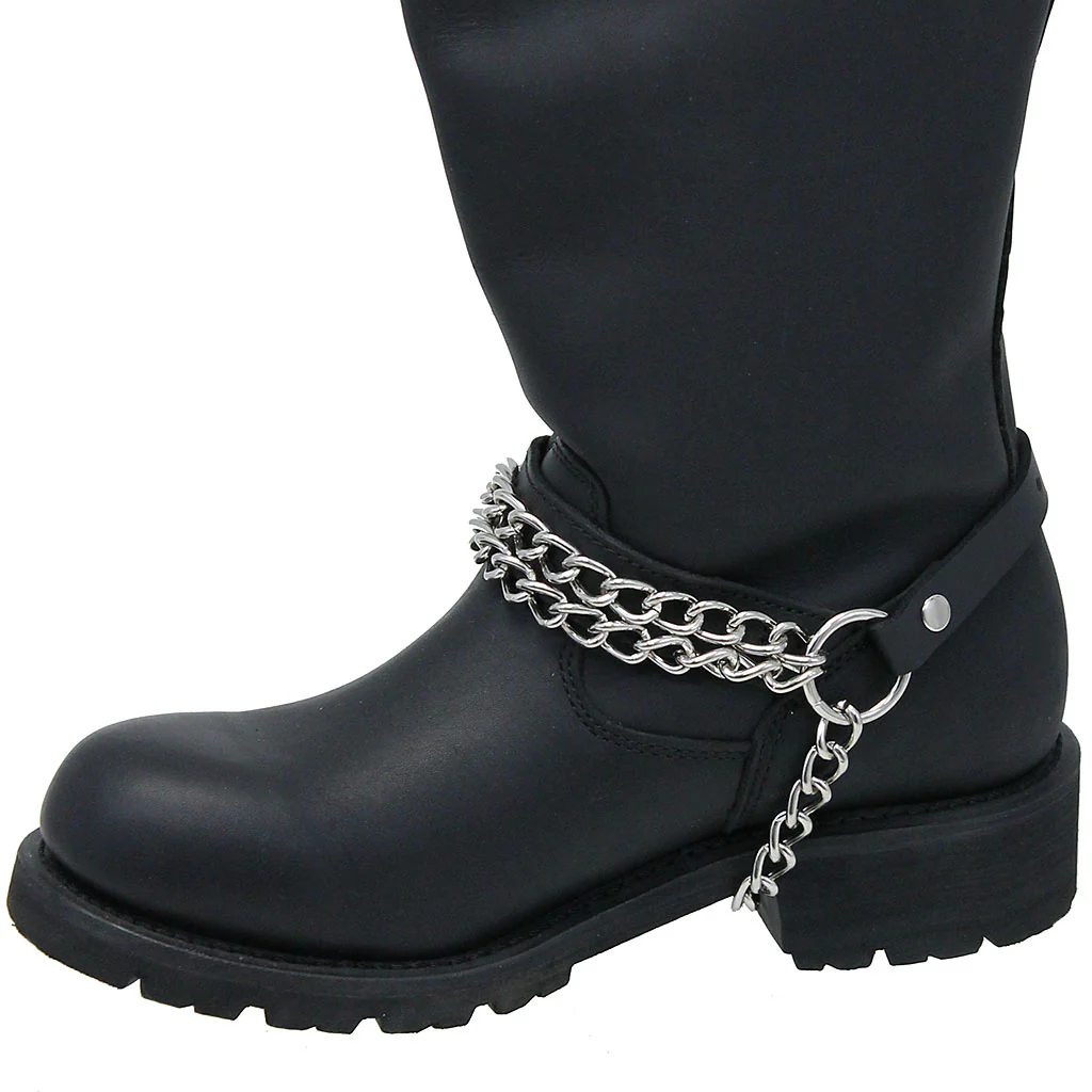 Double Heavy Chain Leather Boot Straps #BS21XK - Image 3