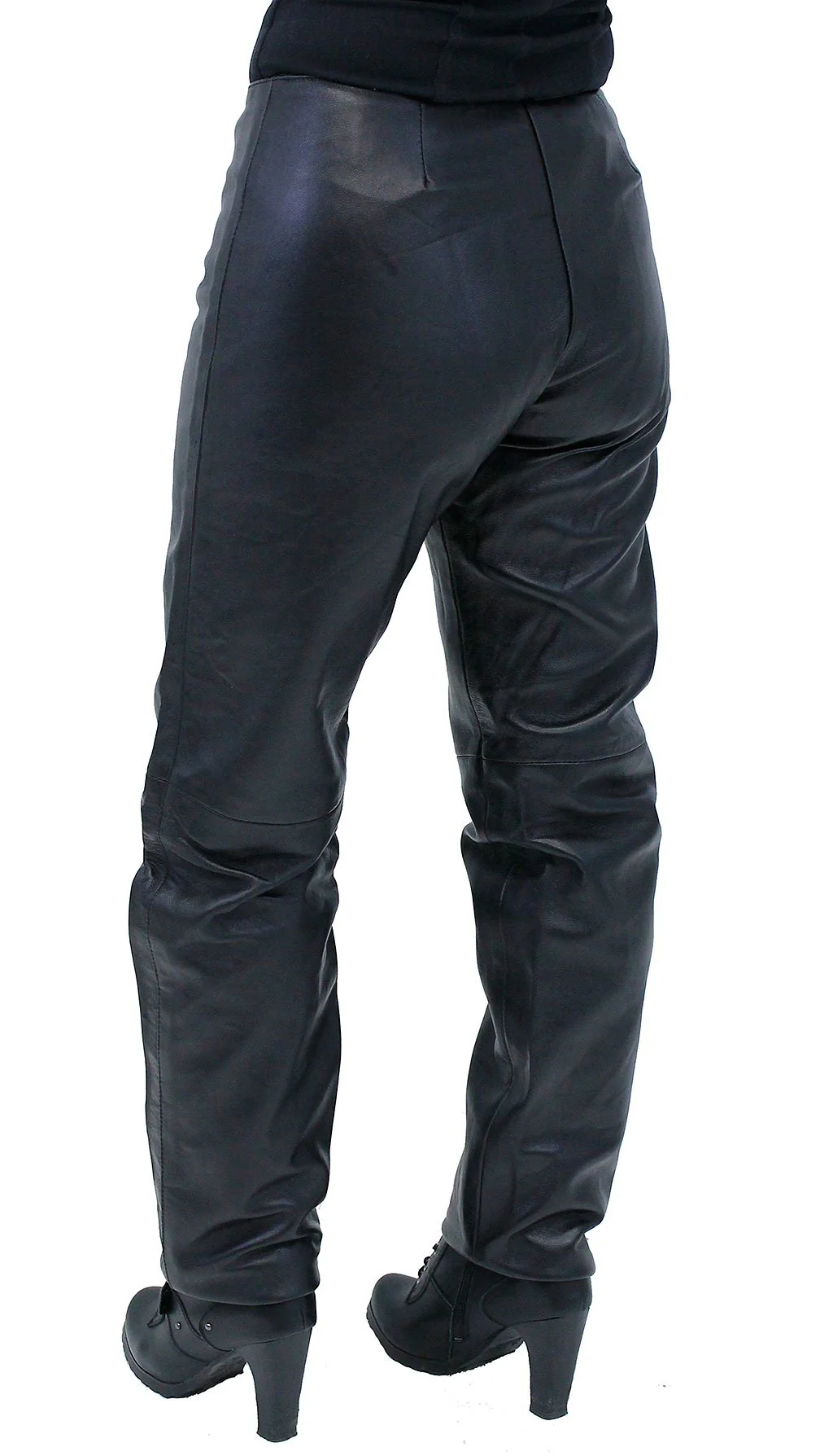 Double Snap Ladies Lambskin Leather Pants #LP3213K (M-L) - Image 2
