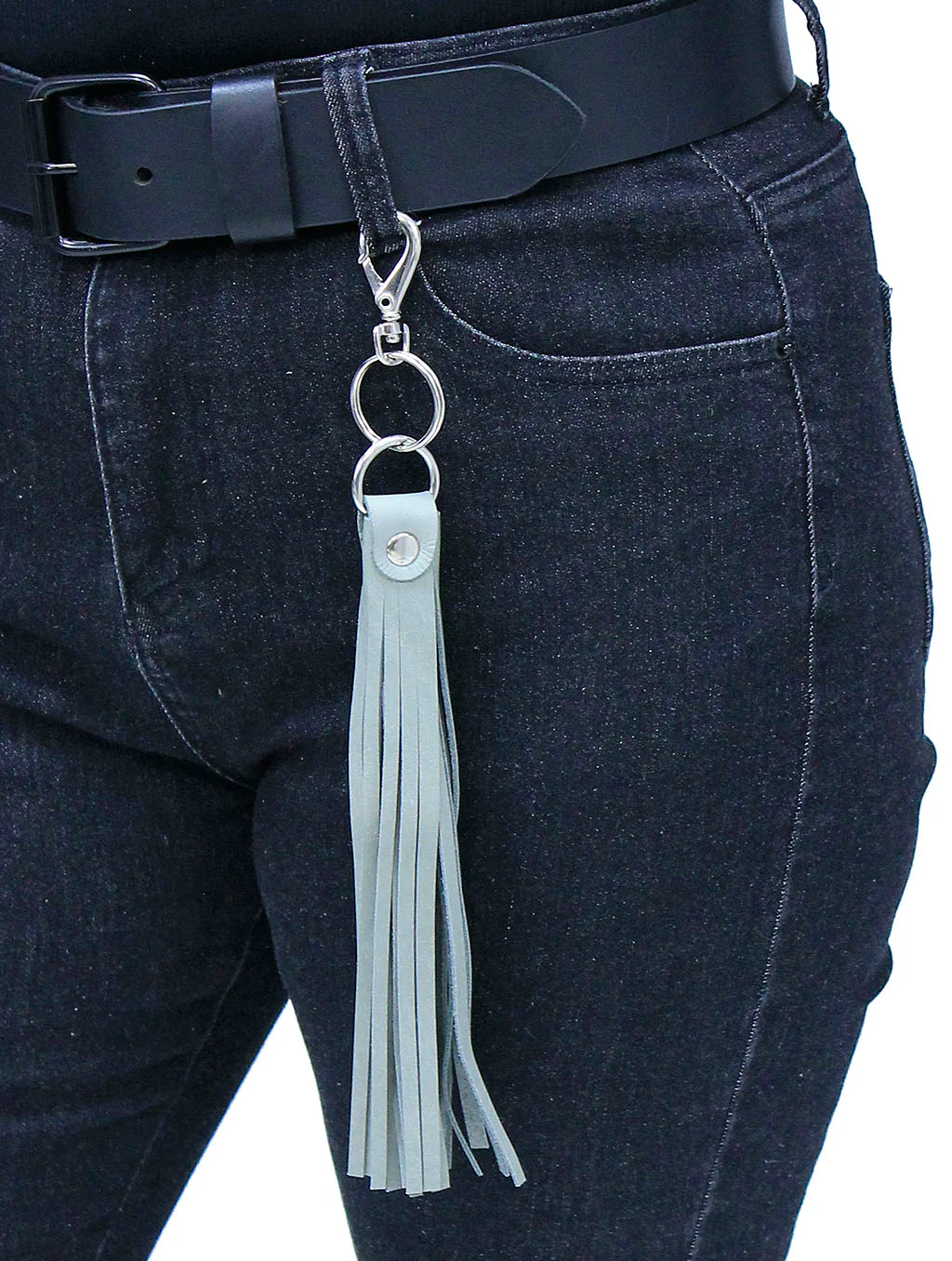 Gray Leather Whip Keychain #KC1803GY - Image 3