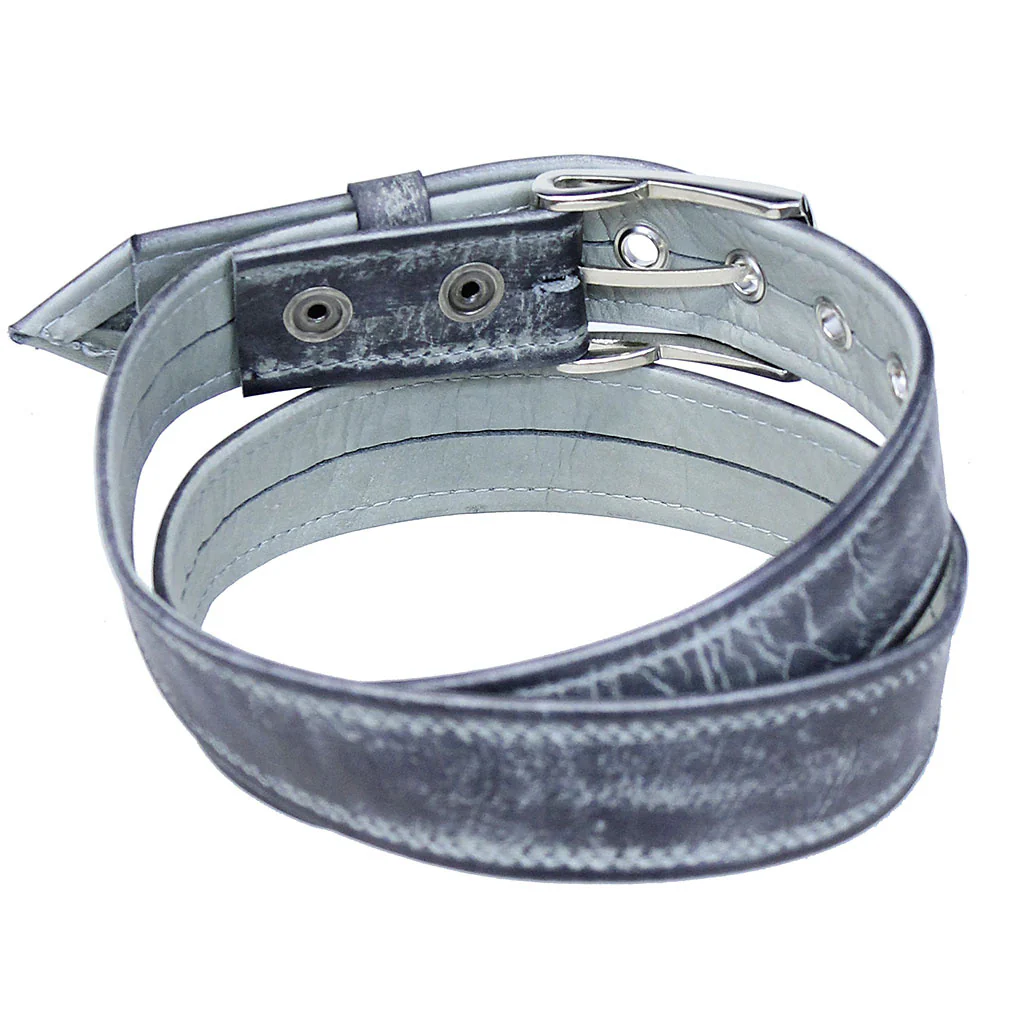 Gray Vintage Rub Leather Belt #BTA2401GY - Image 2
