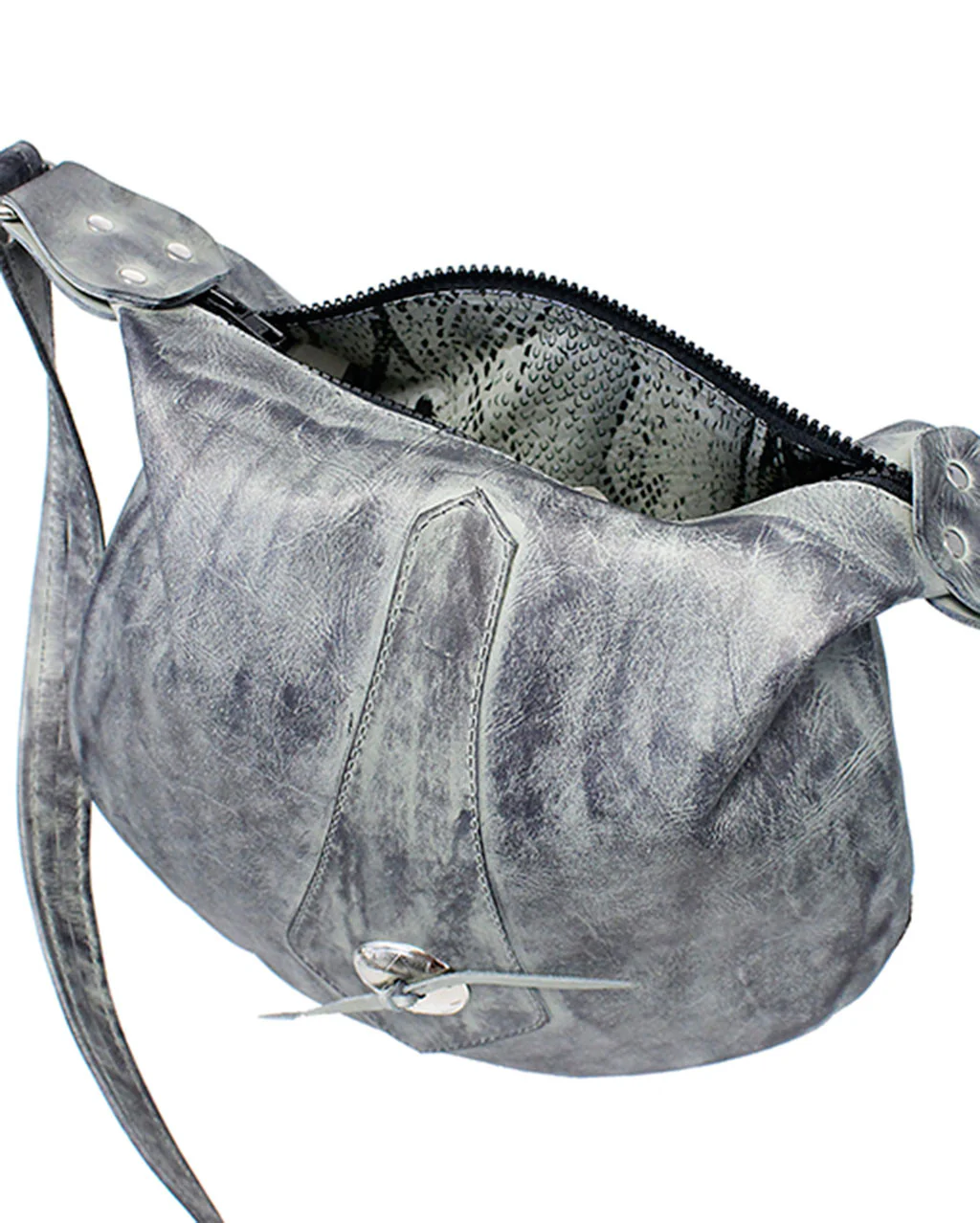 Hand Antiqued Gray Leather Concho Hobo Purse #PA23003CG - Image 2