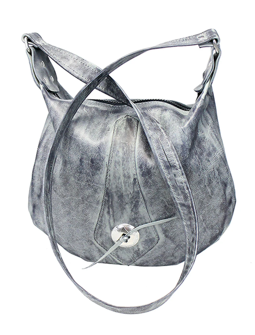 Hand Antiqued Gray Leather Concho Hobo Purse #PA23003CG - Image 3