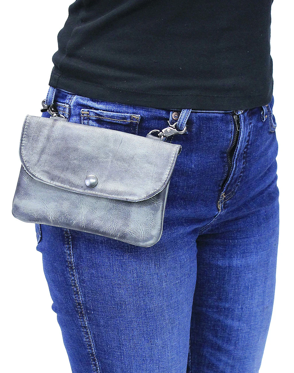Hand Rubbed Gray Leather Wide Clip-On Case - USA - #PKK2300GY () - Image 3