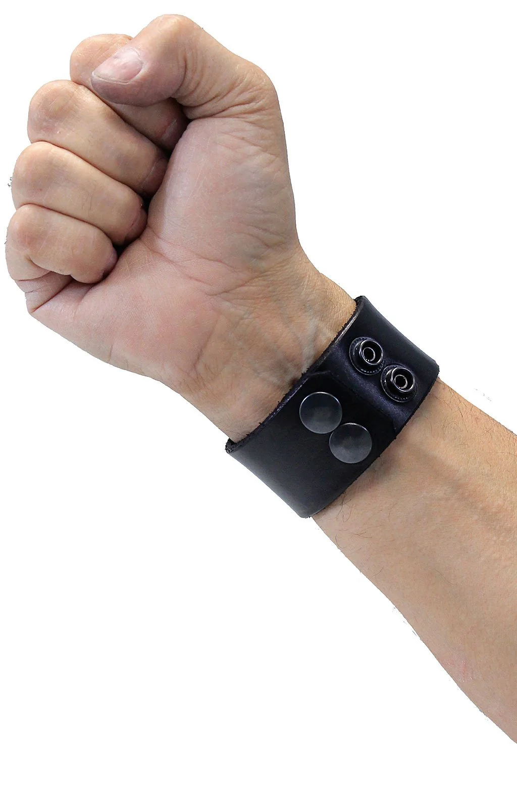 Handmade Black Heavy Leather Wristband #WB1979K - Image 2