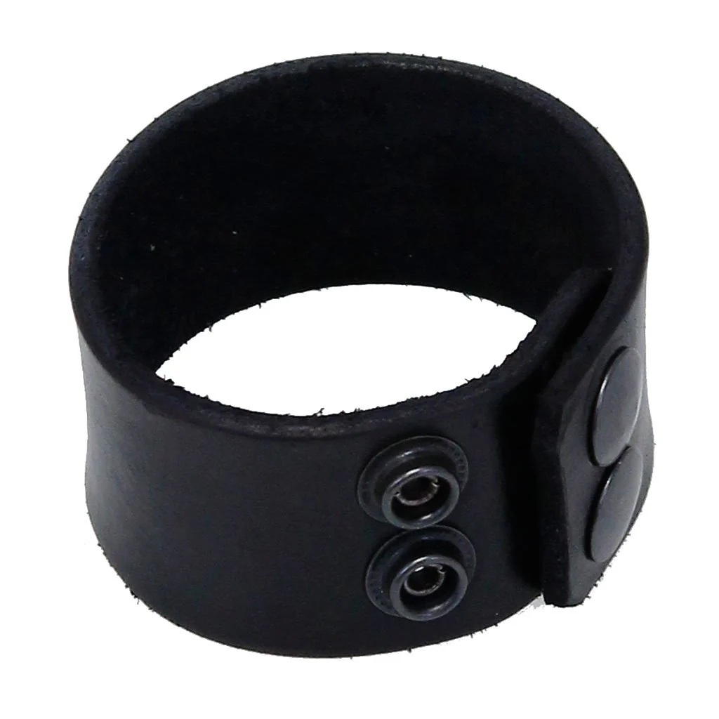 Handmade Black Heavy Leather Wristband #WB1979K - Image 5