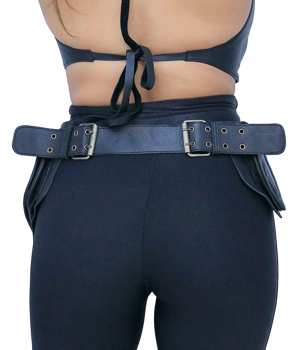 Heavy Leather Belt Bag with 3 Leaf Style Pouches #TB70242LEAF - Image 5