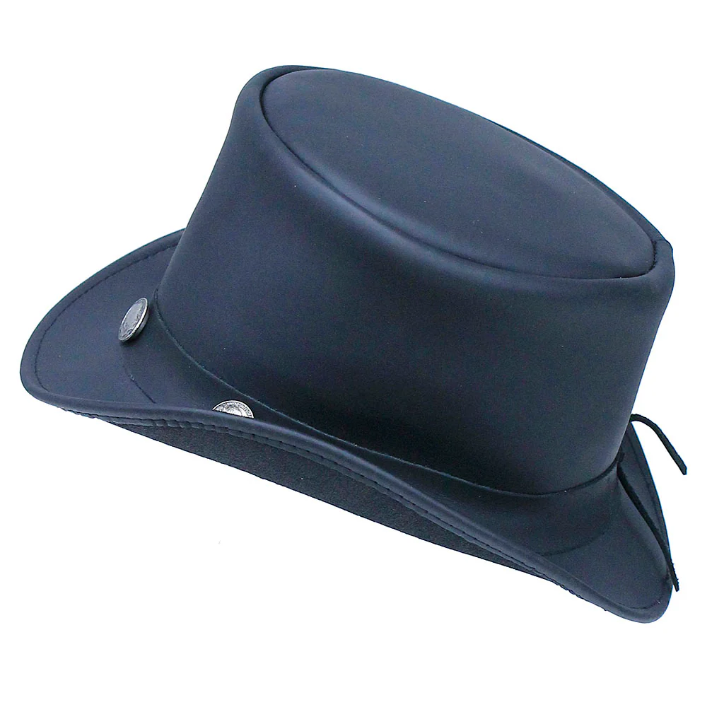 Imported Buffalo Nickel Biker Leather Top Hat #H9229BUFK - Image 3