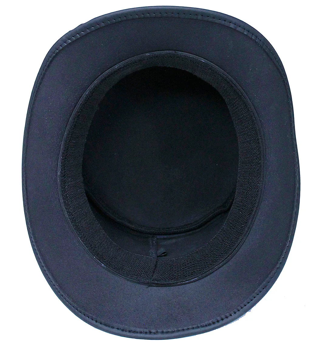 Imported Buffalo Nickel Biker Leather Top Hat #H9229BUFK - Image 4