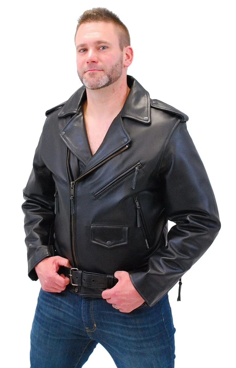 Jamin Antique Classic Leather Motorcycle Jacket #MA110Z () - Image 3