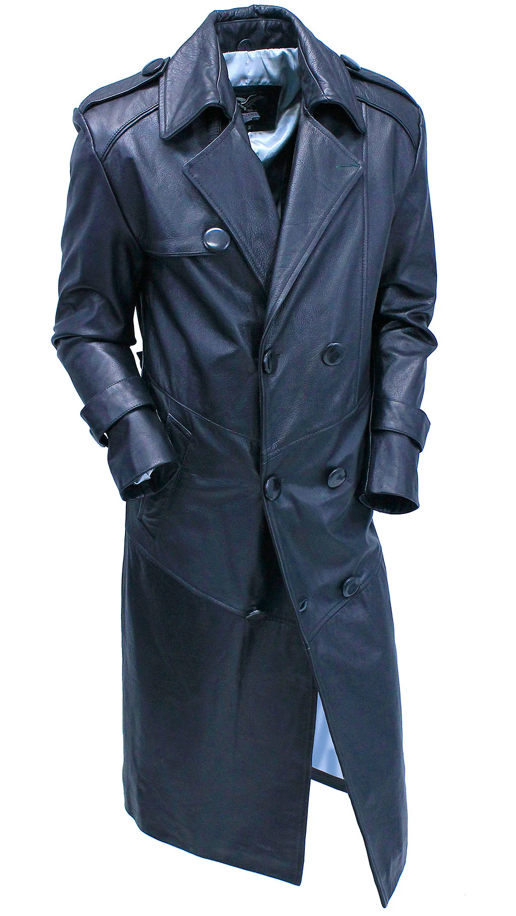 Jamin Leather Trench in Premium Black Cow #M2202K - Image 3