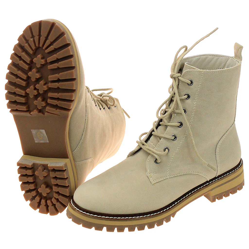 Lace-Up Women's Sand Suede Logger Boots#BLC01T-GLORIA-S