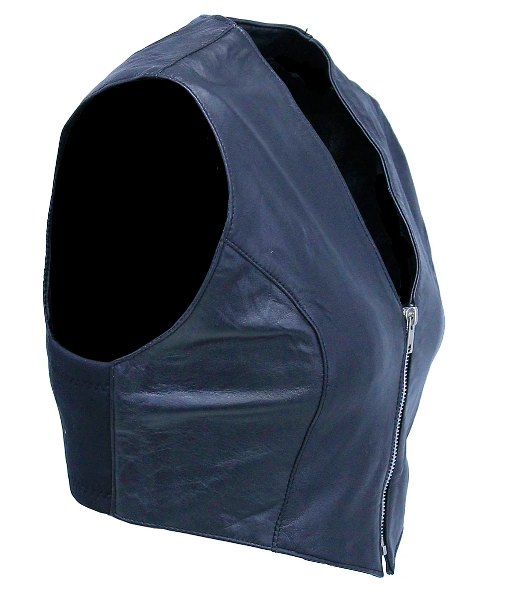 Lambskin Leather V-Neck Zip Crop Vest #VL3026ZK (XS-XL) - Image 5