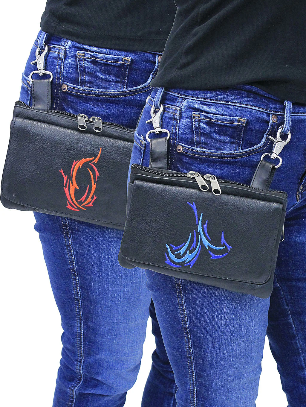 Large Leather Double Clip Pouch w/Strap #PKK57330K (20)