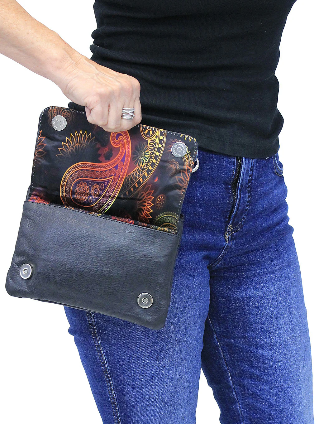 Large Leather Double Clip Pouch w/Strap #PKK57330K (20) - Image 4