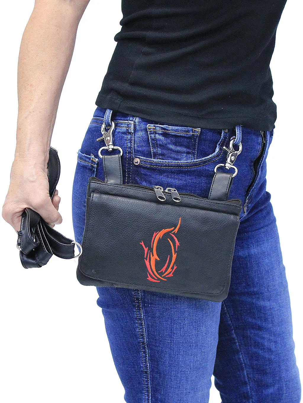 Large Leather Double Clip Pouch w/Strap #PKK57330K (20) - Image 5