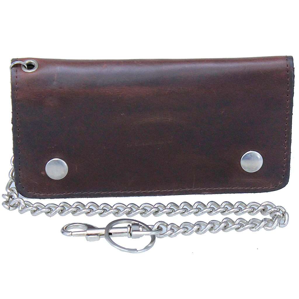 Large Oil Tanned Brown Multi-Compartment Chain Wallet #WC57671N - Image 3
