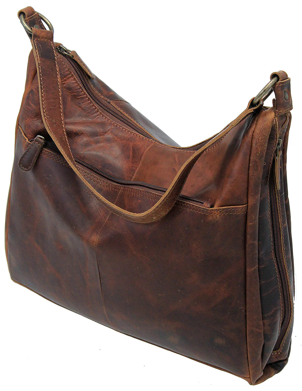 Large Vintage Brown Heavy Leather Concealed Pocket  Purse #P161631N - Image 3