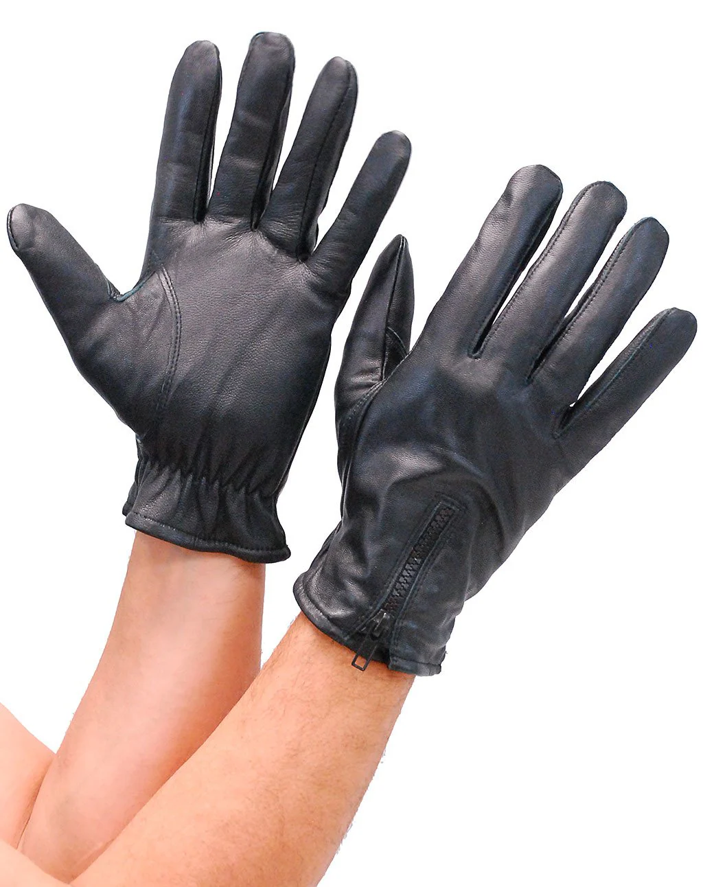 Leather Driving Gloves with Zipper Back #G743ASZ - Image 2
