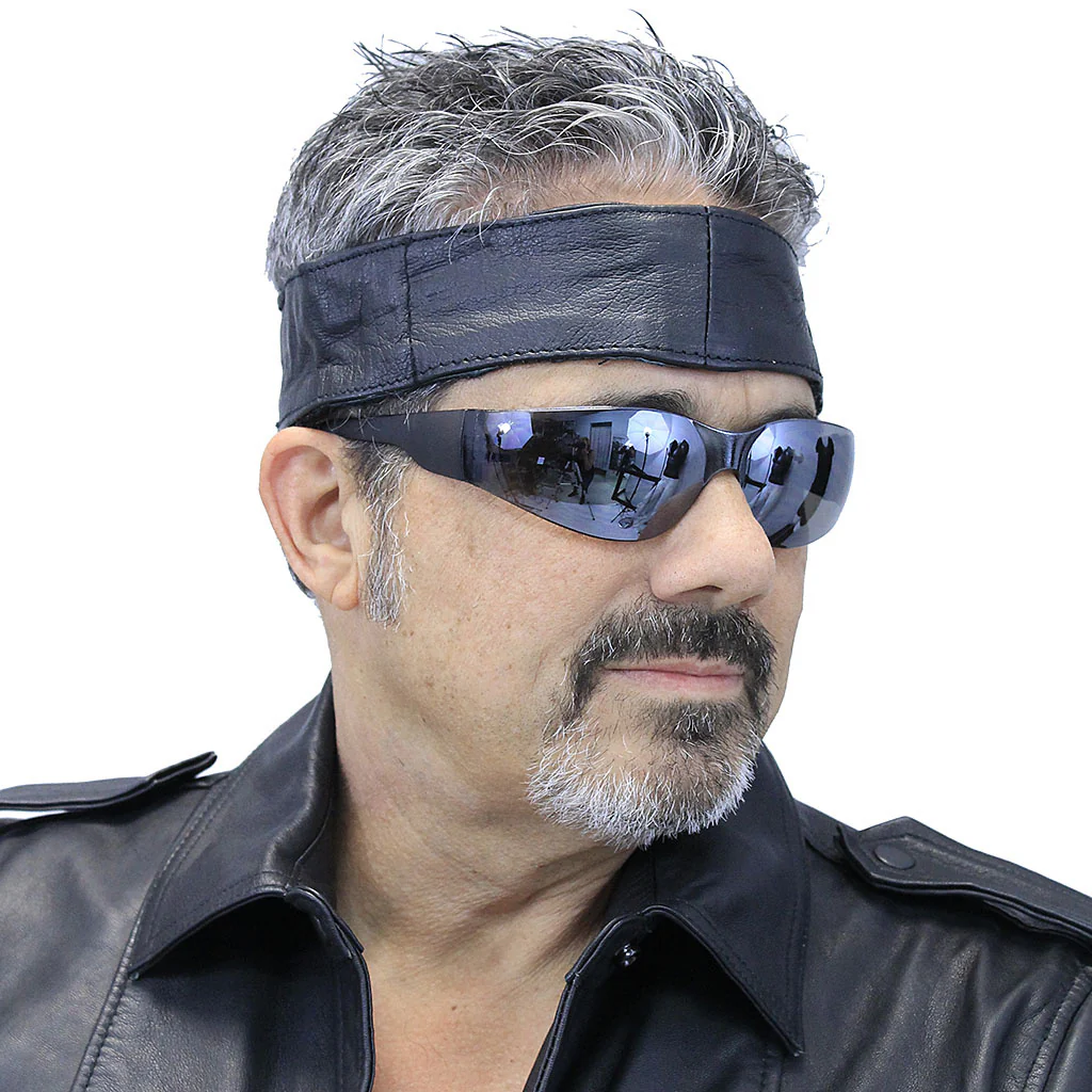 Genuine Leather Head Band with Snaps & Stretch #HB501SK - Image 4