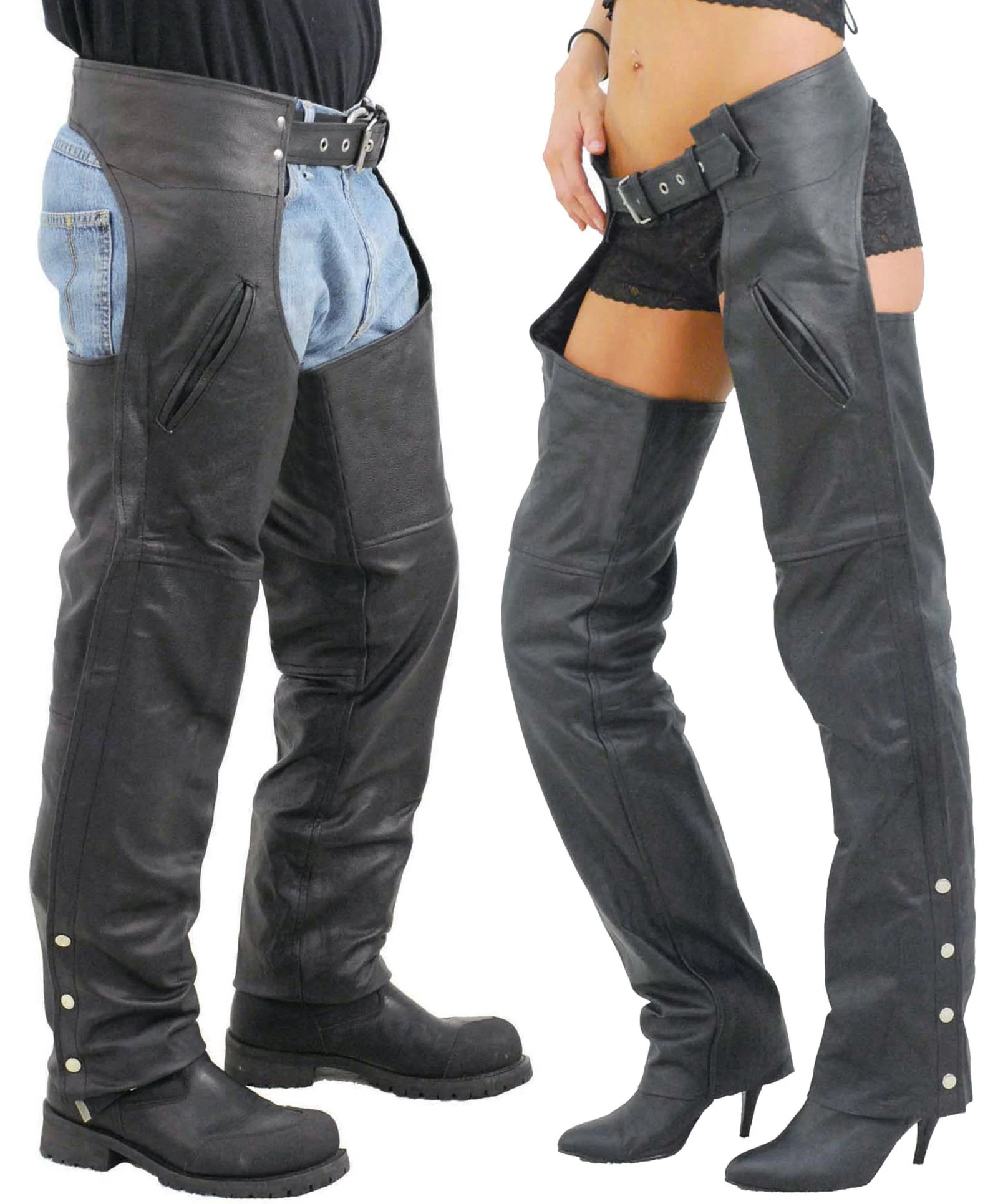 Unisex Leather Motorcycle Pocket Chaps - Special #C2100SP () - Image 2