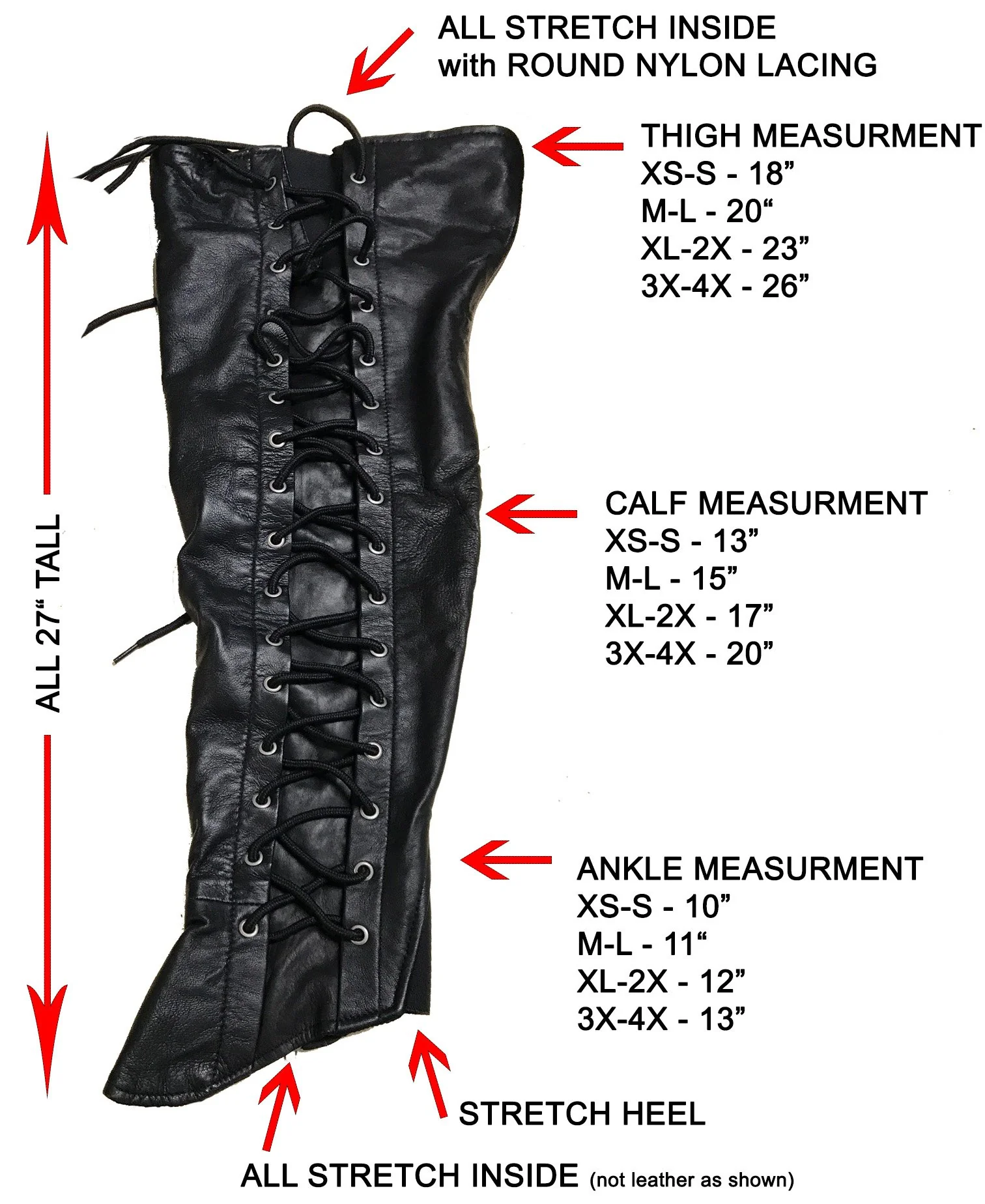 Leather Thigh High Side Lace Boot Upper #A6760XLZK - Image 3