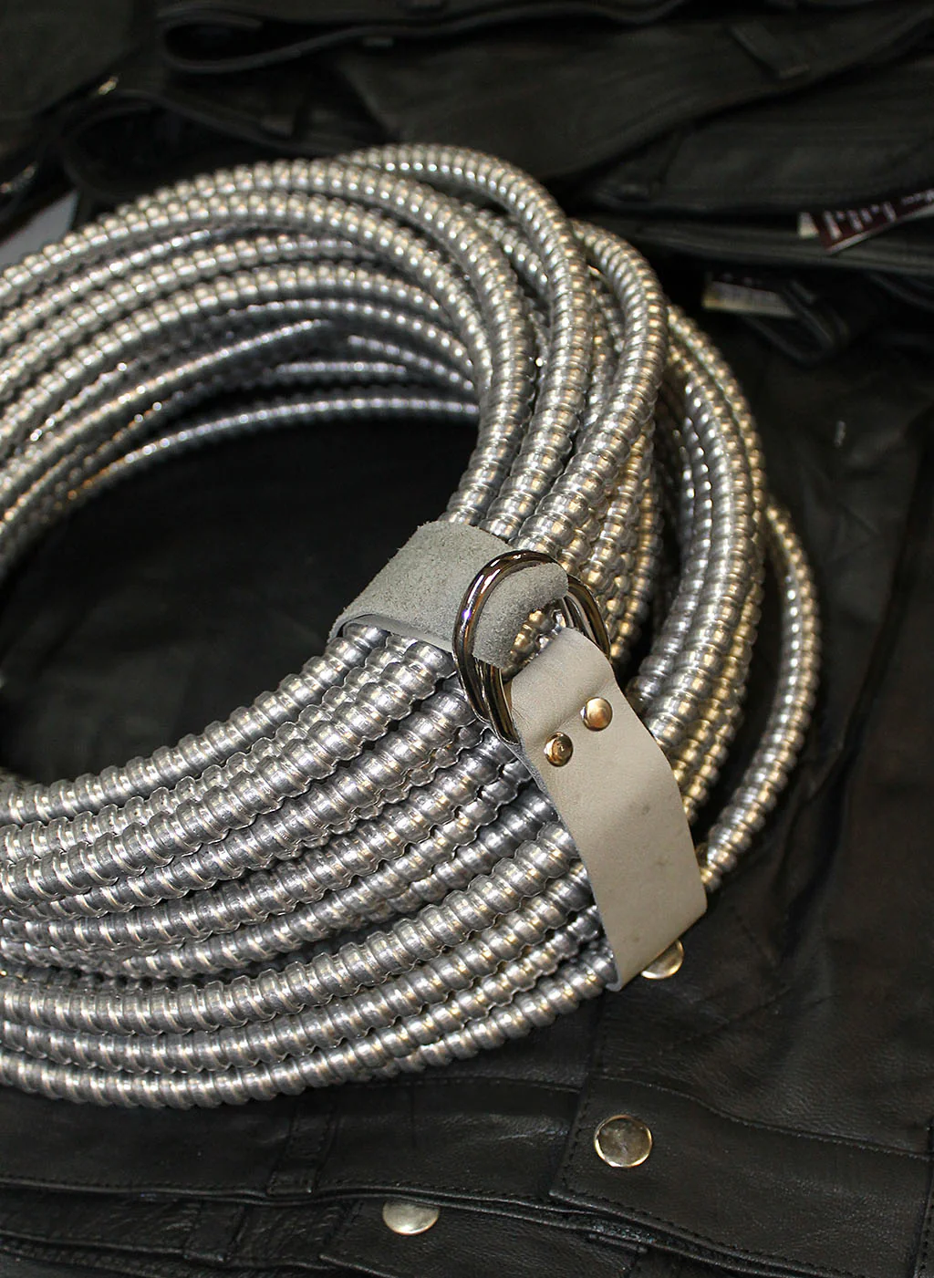 Leather Tie Downs w/Double D-Rings Gray #ATD2403DDG - Image 3