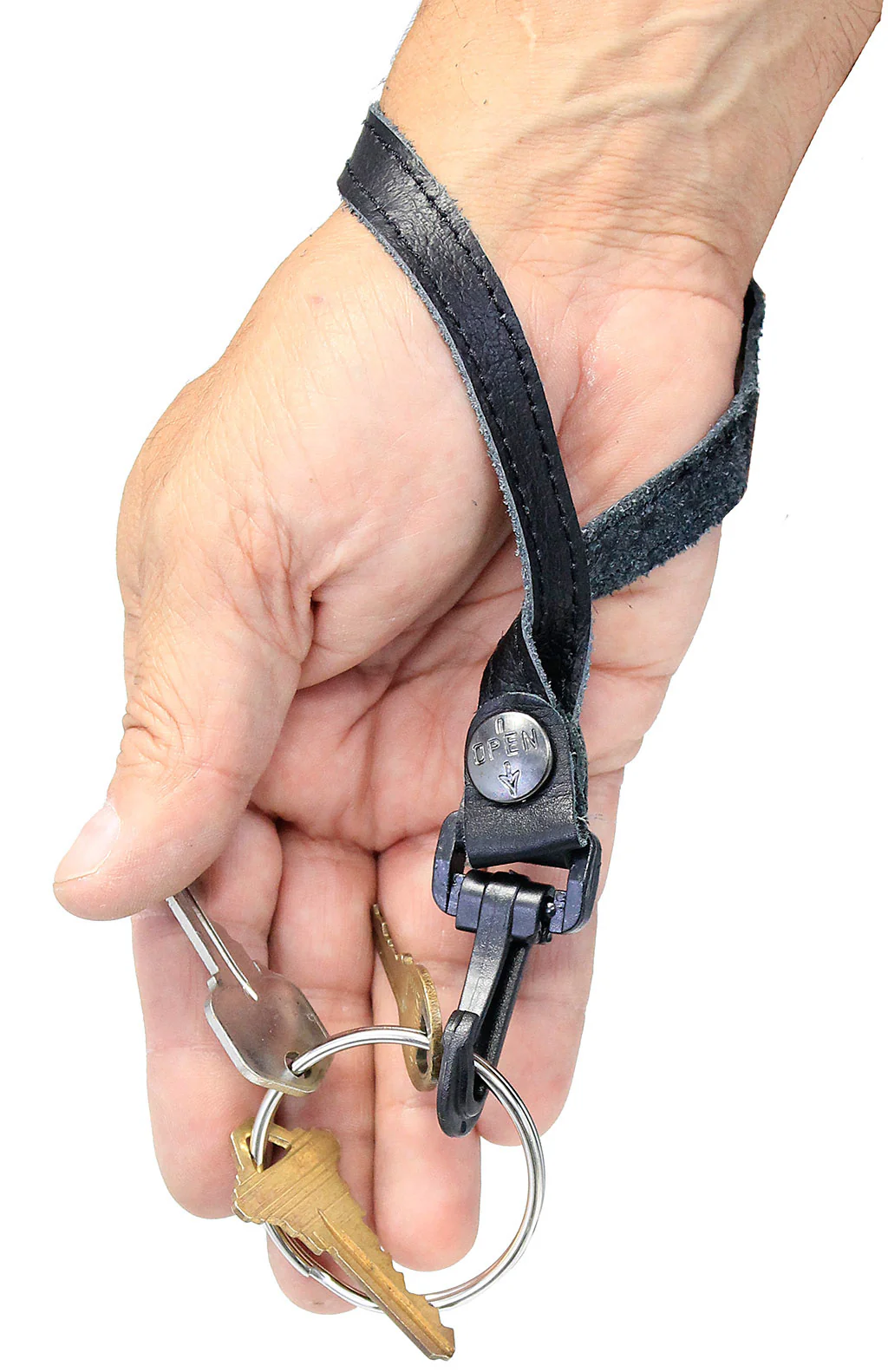 Leather Wrist Strap 2" Key Ring & Snap #KC22070XK () - Image 3