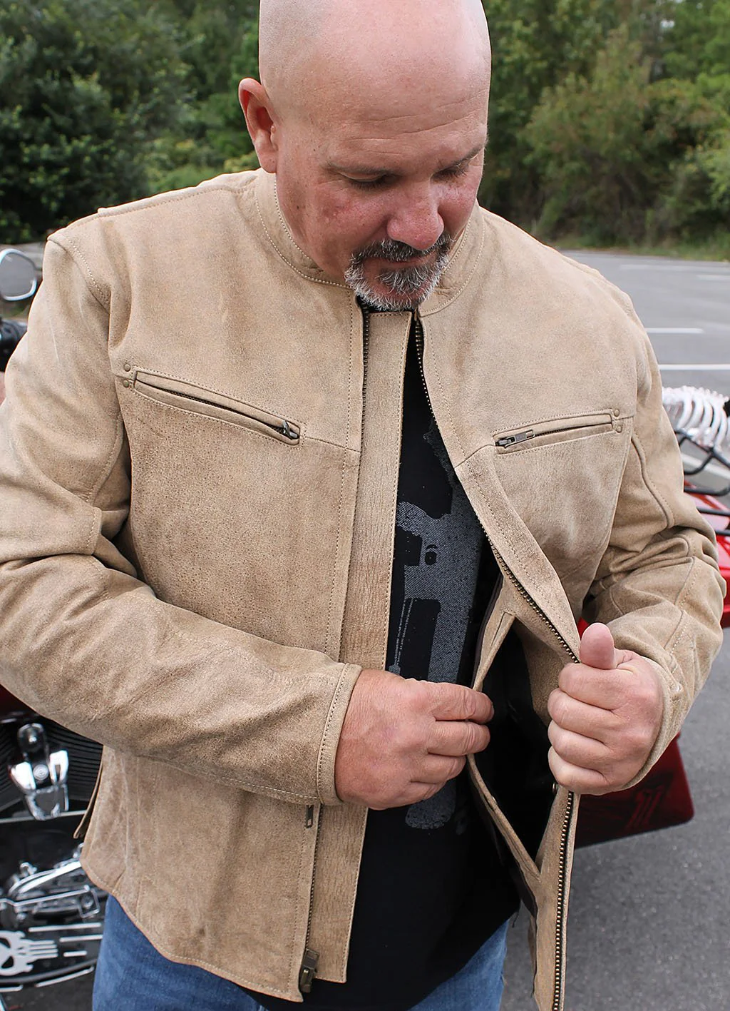 Light Brown Vented Scooter Jacket w/Dual Concealed Pockets #M6045ZGN (M,3X,4X) - Image 5