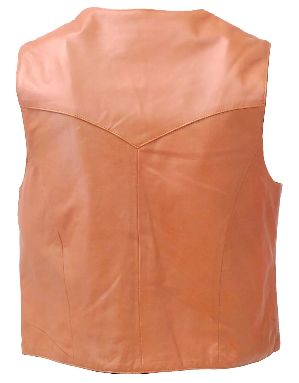 Light Brown Vintage Waxy Lambskin Leather Vest #VM5081WN () - Image 2
